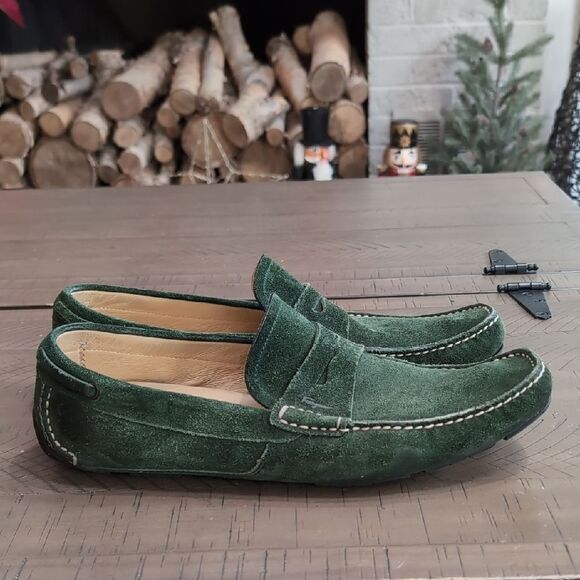 Salvatore Ferragamo Billy 2 Green Suede Driving Loafers Sz 9 - Picture 2 of 13
